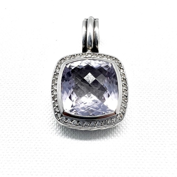 David Yurman Albion 14mm Lavender Amethyst Diamond Pendant Enhancer - Picture 3 of 14